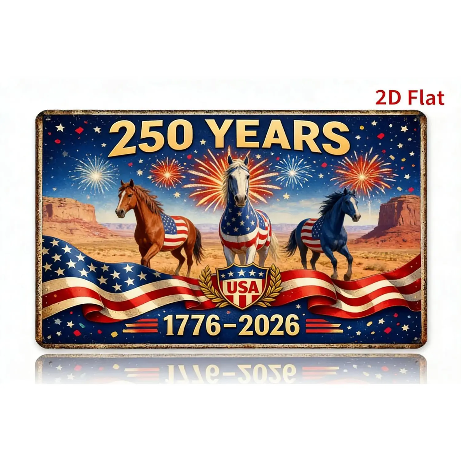 American 250th Anniversary 12x8 Inch Metal Plaque Featuring Bald Eagle and Liberty Bell for Commemorative Wall Decoration