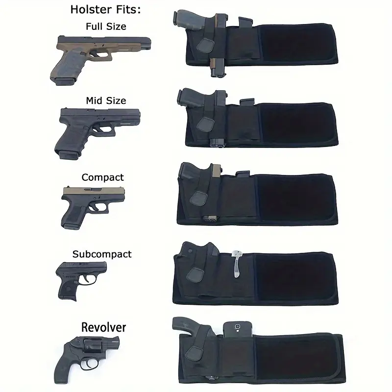Invisible Concealed Carry Belly Band Holster for Men and Women, Durable Oxford Fabric with Mag Pouch, Fits LCP, Shield, Sig Sauer, 1911, Concealed Holster