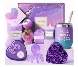 Birthday Gifts for Women Self Care Gift, Relaxing Care Package Spa Gift Basket, Valentines Day, Mothers Day, Christmas, Birthday Gifts for Women Mom Her Friend Sister Wife (Lavendel)