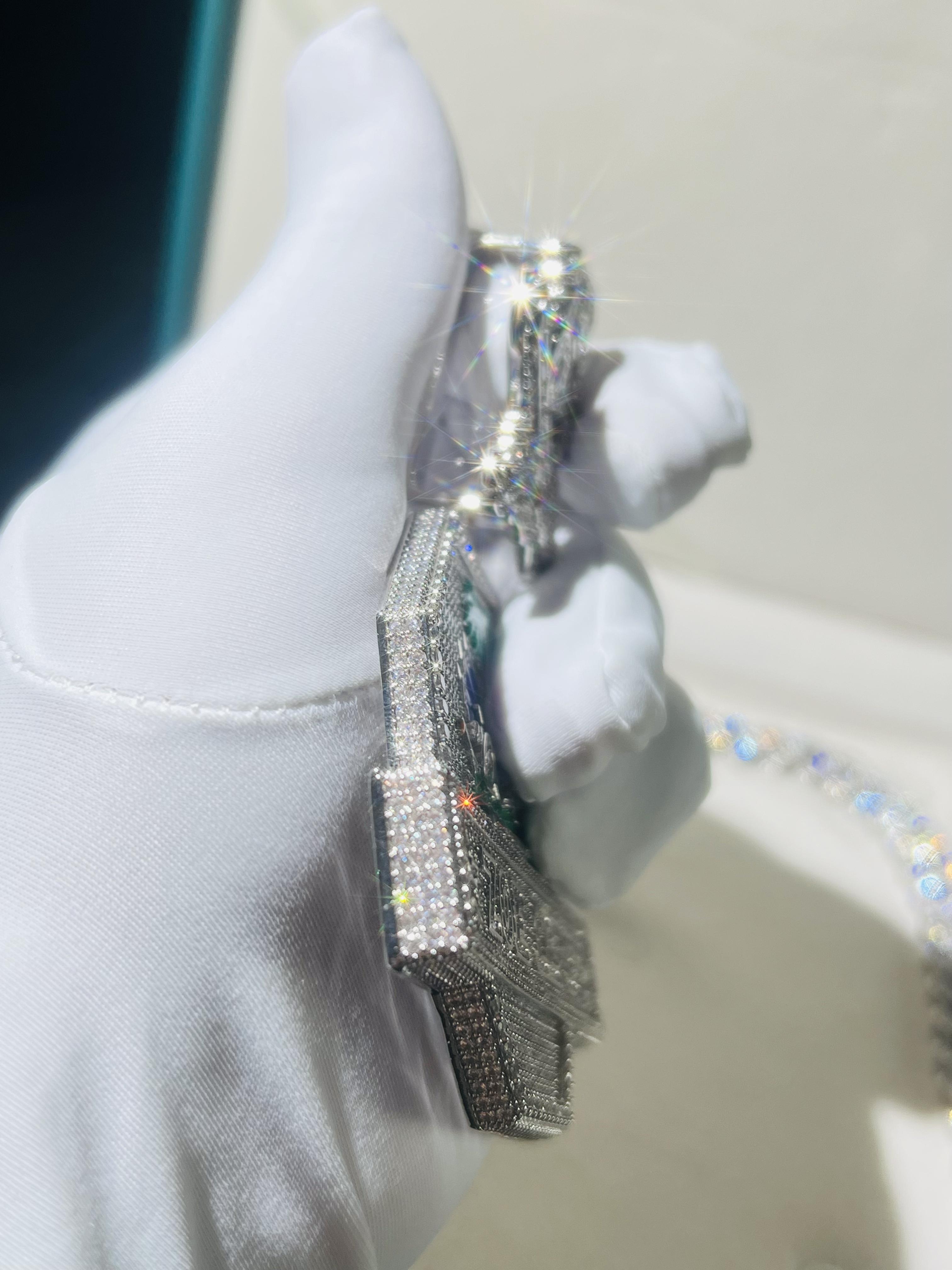 Custom jewelry coconut tree pendant, luxury high-end icy pendant, chilled cartoon medal, men's hip-hop real gold-plated VVS, fashionable trendy hip-hop style jewelry ...