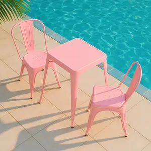 【On Sale】Ferroiarea 2-Pieces Pink Metal Dining Chairs with Backrest – Sturdy Kitchen Chairs Indoor Stackable Chair Set for Living Room, Restaurant and your Patio Minimalist Ergonomic Durable Design