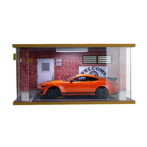 Display Case for 1/18 Diecast Cars, Acrylic Display Case for 1/12 Scale Toy Motorcyle with LED Lighting