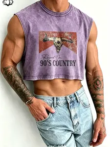 Unisex Sleeveless Vest T-Shirt, Casual Basic Tanks, High-Quality Cotton, Round Neck, Loose Fit, Geometric, Summer Outerwear, New Arrival, Men's & Women's Fashion