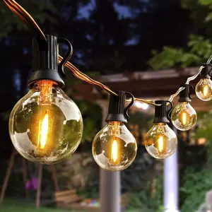 Outdoor String Lights,50ft with 27 Dimmable G40 LED Shatterproof Clear Bulbs UL Approval  Globe String Lights 1W 2700K Outdoor Lighting for Backyard Porch Cafe Party Wedding Garden (50ft)