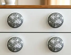 HomeRoots 635779 White Poetic Script Ceramic Drawer Pull Knobs - Set of 6