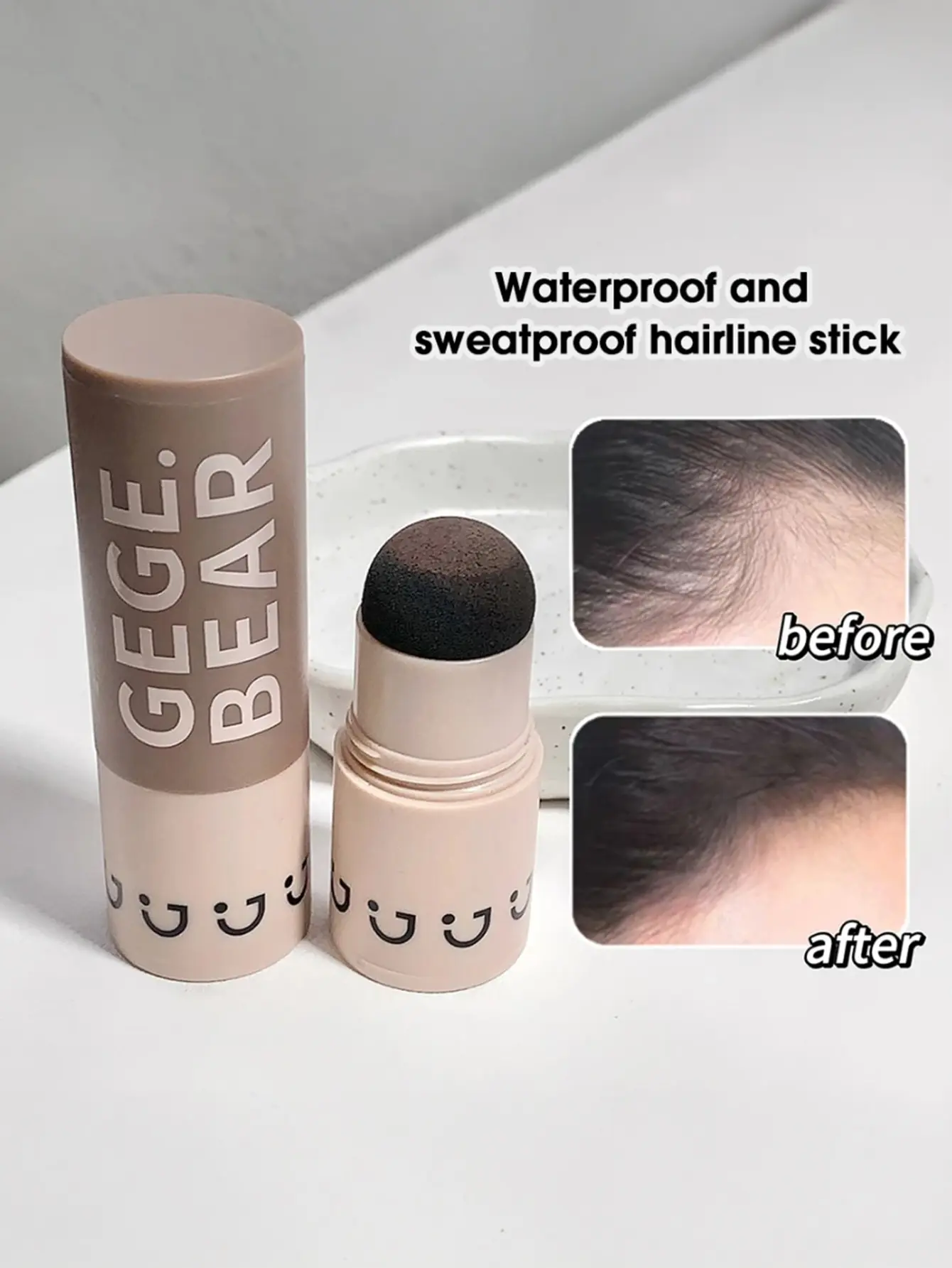 GEGE BEAR Hairline Shadow Powder Stick | 3 Colors Waterproof Hair Filler, Instantly Fill Hair Gap, Portable Sponge Hair Concealer