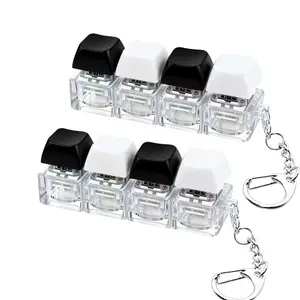 2 Psc Keyboard Fidget Toy, Keyboard Fidget Keychain 4-in-1 Keyboard Decompression Button Finger Clicker Toys, Button Stress Relief Fidget Gifts for Adult to Relief Stress (Black+White)