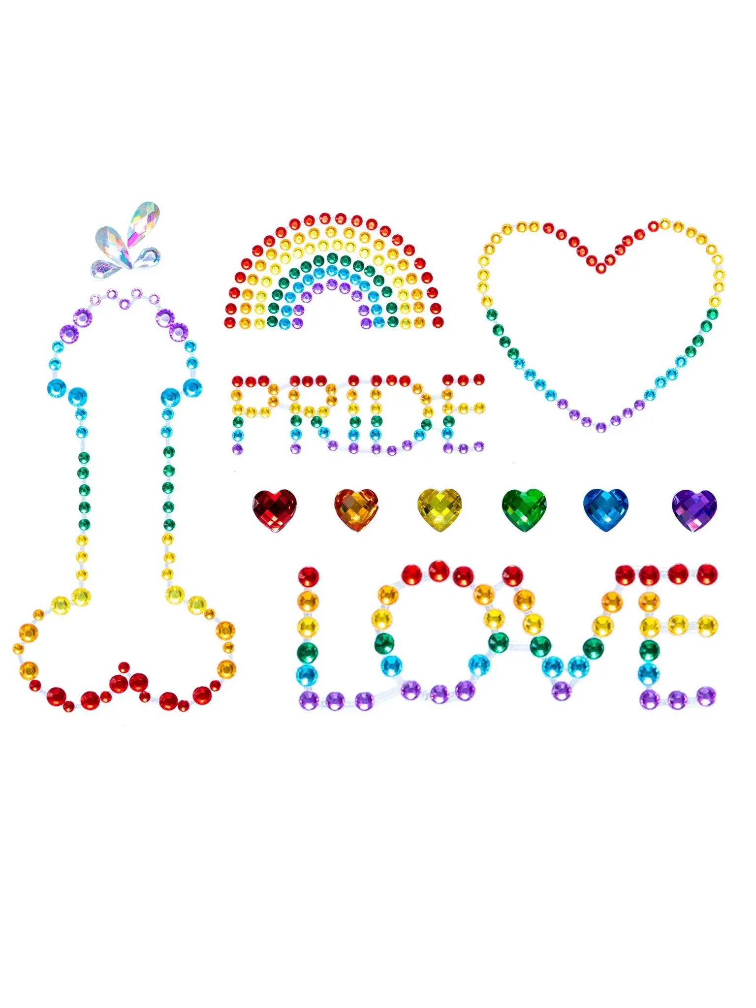 Women's Pride Theme Adhesive Body Jewels - Sparkle Rhinestone Face/Body Wear, Skin-Friendly Fake Piercing Stickers, All-Day Sparkles, Rainbow Accessories for Festivals, Ideal Gifts for Her, Multiple Pieces