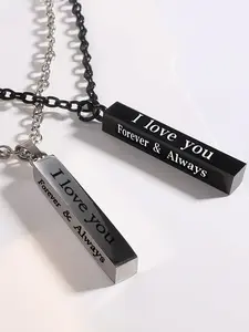 Eternal Stainless Steel Couple Necklace Set, Initial Necklace, Simple Letter Pendant, Perfect Anniversary Christmas Gift, Romantic Present for Him or Her