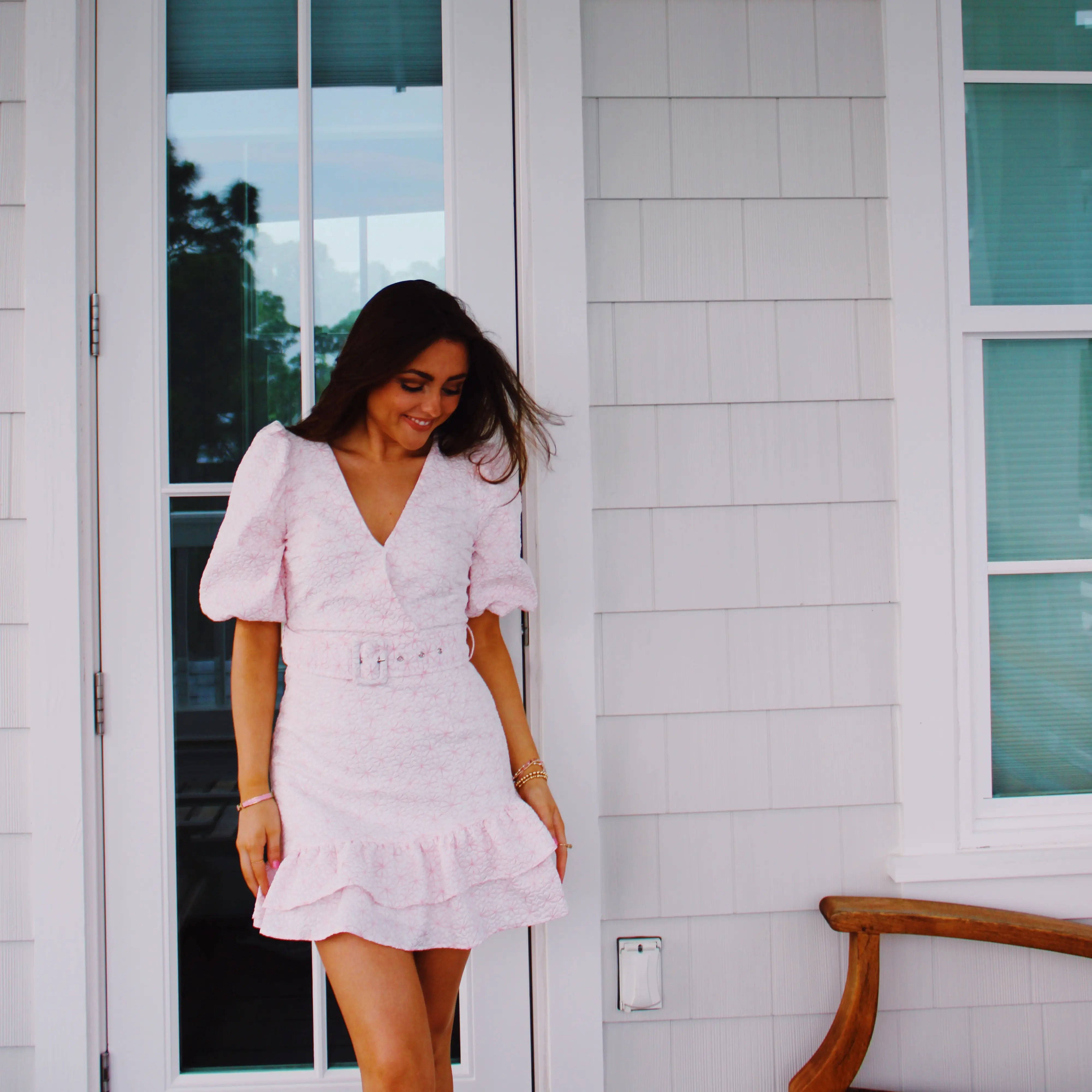 Blush Pink Floral Mini Dress