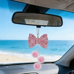 Cute Bowknot Car Pendant, Rhinestone Design, Car Hanging Decoration, // Colors, Rearview Mirror Decor, Bag Charm, Adorable Accessory, Car Decorations