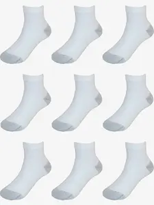 12 Pack White Ankle Socks with Gray Reinforced Toe and Heel for Comfort and Durability Size between 10-13