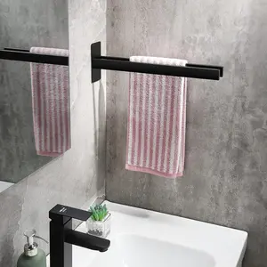 Double Towel Bar for Bathroom 15.4 Inch (40 cm) Towel Rack Self-Adhesive No-Drill Towel Holder Wall-Mounted Towel Rail for Bathroom,Kitchen,Laundry Room