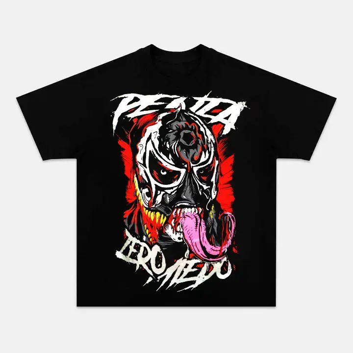 Vintage Graphic Tee with Intense Lucha Libre Design, Short Sleeve Round Neck Streetwear with Iconic Mask for Wrestling Fans, Tops, Crew Neck, Clothes, Shortsleeve, Menswear, Casual, Retro, Tshirt, Fans Of Wrestling, Bold Artwork