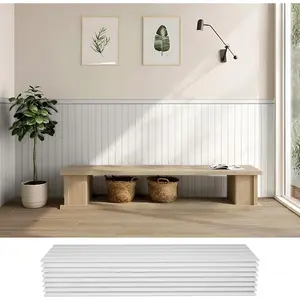 PS Wainscoting Wall Panel Kit, 8 count 38.7" x 9.65" Decorative Wall Panels, Paintable  PS Panels for Living Room, Dining Room & Hallway - Easy DIY, Covers 20.7 Sq.Ft(White)