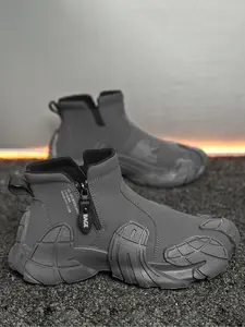 Men's Colorblock Zipper Side Sports Shoes, Casual Comfortable Thick Sole Trainers, Fashionable Outdoor Sports Shoes for Daily Wear