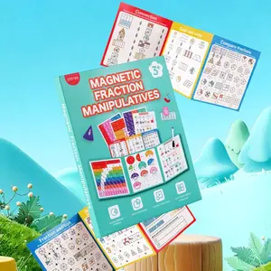 Magnetic Fraction Math Manipulative Set for Kids | Tri-Fold Learning Board with Dry-Erase Cards, Markers & Storage | Montessori Homeschool Math Learning Toy