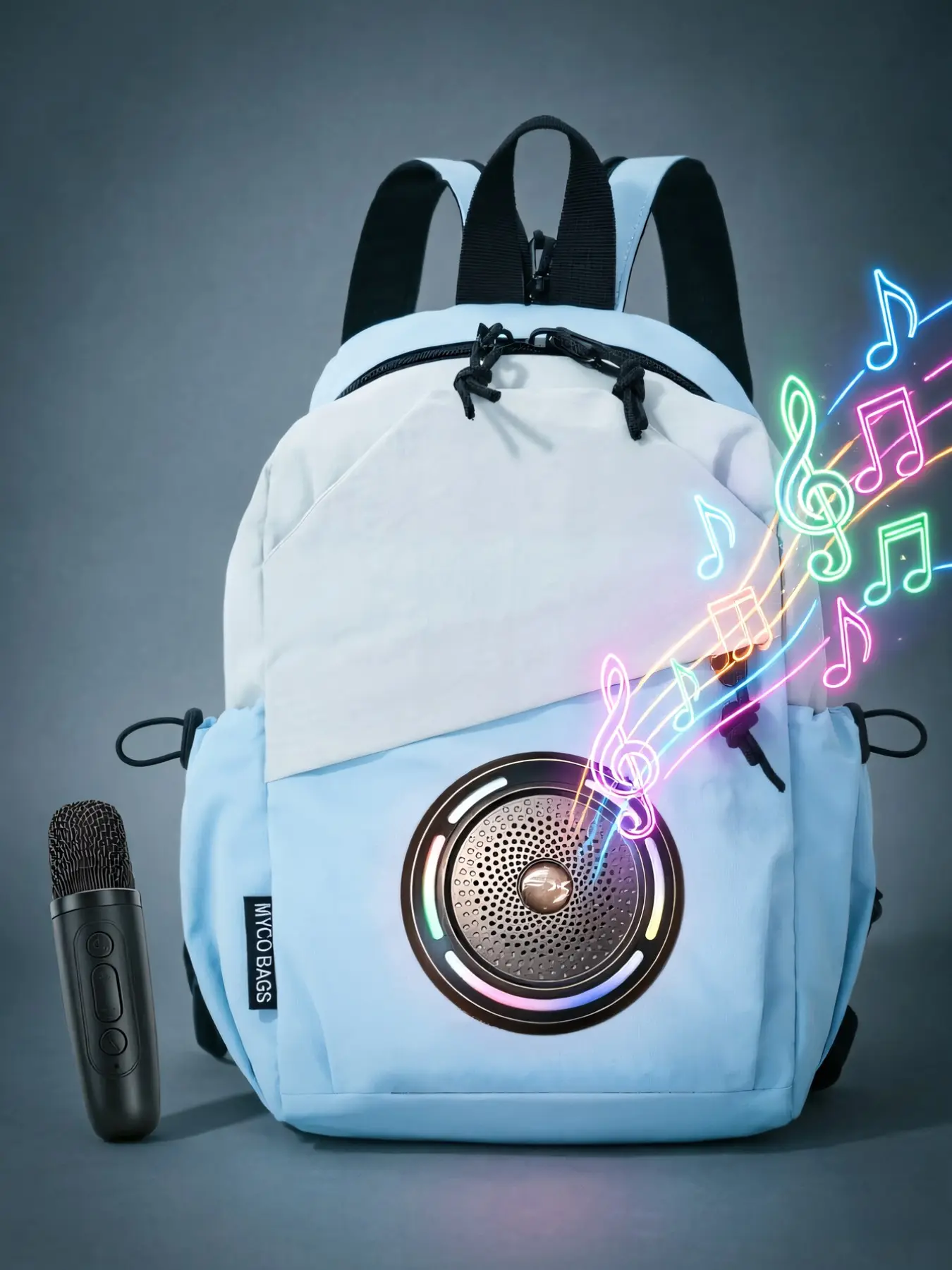 Chest Bag Crossbody Bag, Wireless Bluetooth-compatible Speaker Bag, Rechargeable LED Lights, SD Card-Compatible, Casual Fabric Multi Functional Backpack, with a microphone