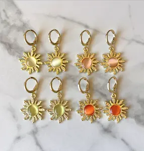 Sunglow Earrings, Dangle Sun Earrings, Celestial Earrings, Sun Huggies
