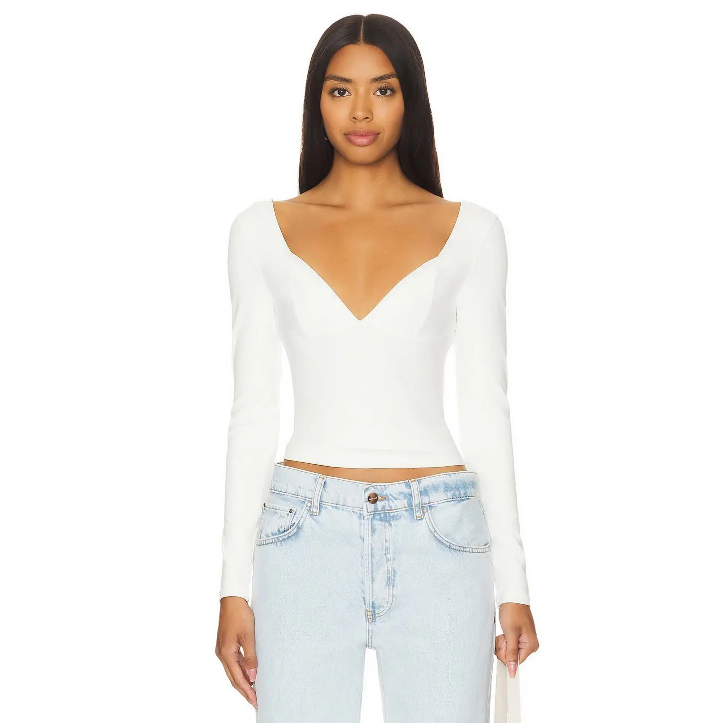 Free People x Intimately FP Duo Corset Long Sleeve Cami In Ivory