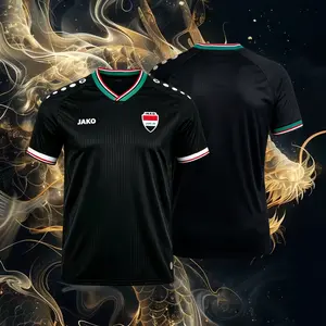 2026 Iraq Away Stripe Short Sleeve Soccer Jersey Fans Version Black
