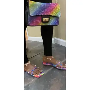 Lala Handbag Rainbow - Colorful Design with Multi-Color Pattern, Adjustable Strap, and Zipper Closure