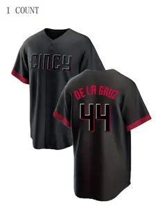 Men's Letter Embroidery V Neck Baseball Jersey, Casual Loose Short Sleeve Button Baseball Top, Men's Sportswear for Training Gym Workout