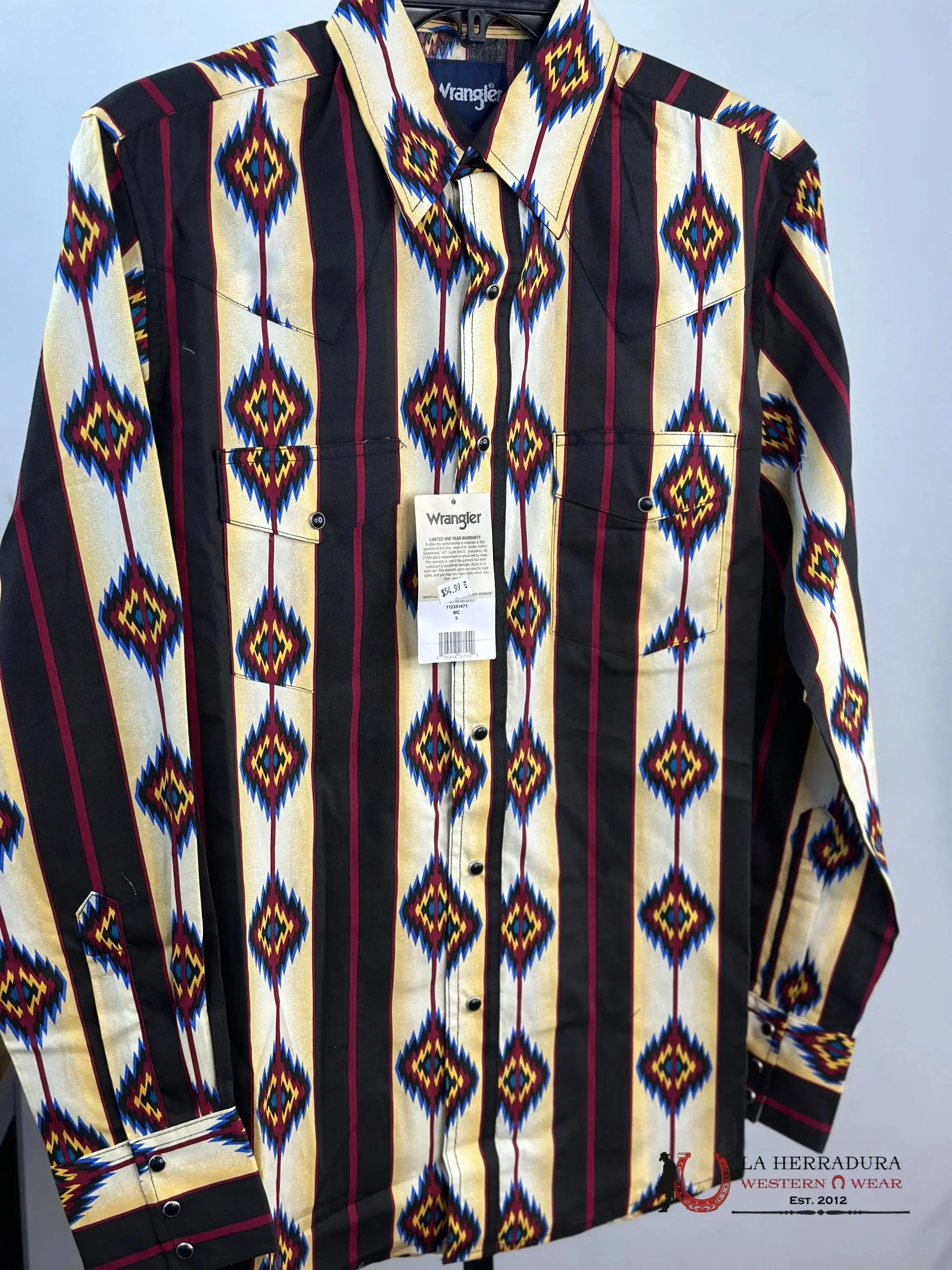 WRANGLER BLACK CHECOTAH SNAP LONG SLEEVE SHIRT 1471