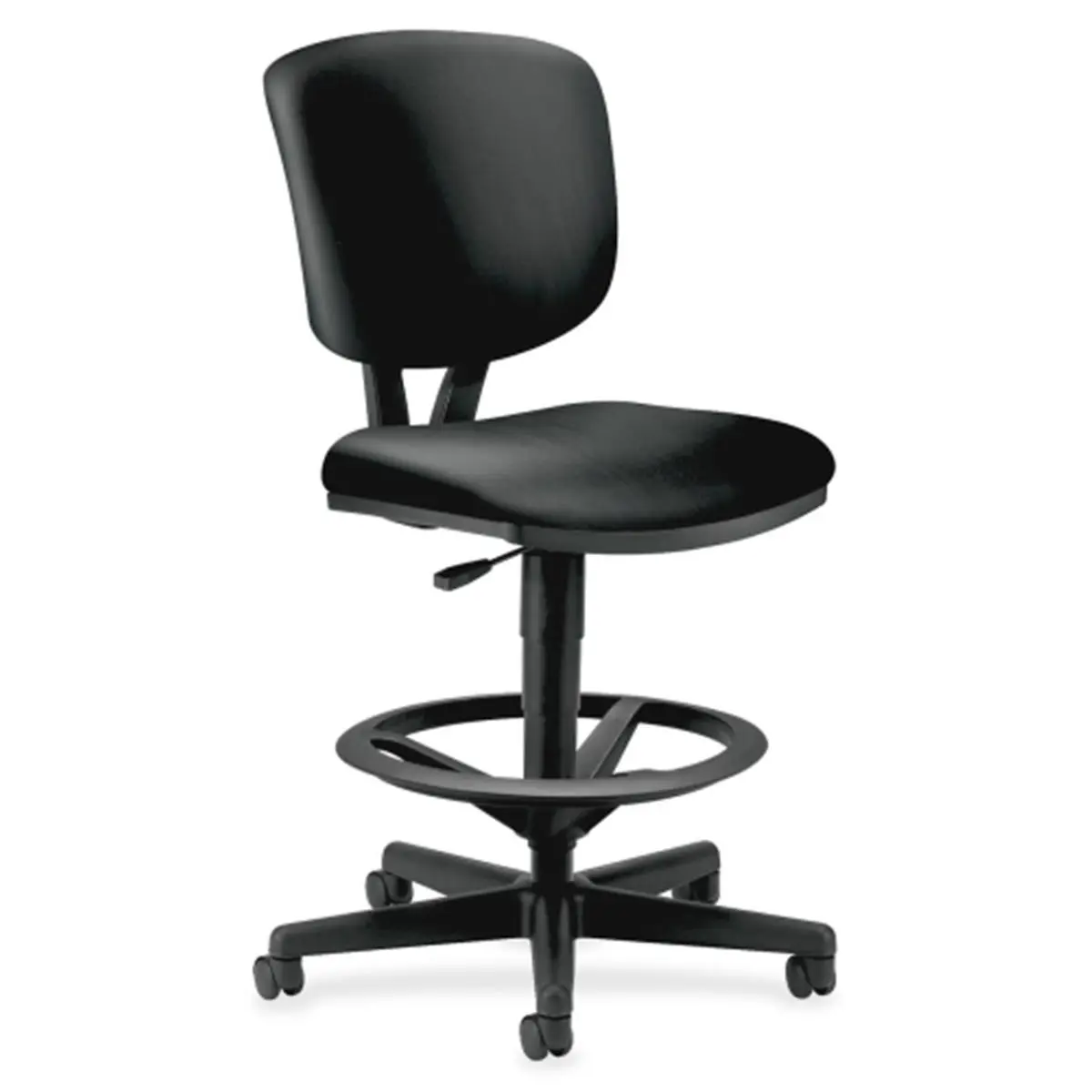 212 MAIN HON5705SB11T Leather Ergonomic Swivel Task Stool Chair - V-Shaped Contoured Back, Adjustable Height, 27 in. x 29.5 in. x 49 in., Black, Ergonomic Chair, Swivel Chair