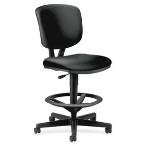 212 MAIN HON5705SB11T Leather Task Stool Chair - V-Shaped Contoured Back, Swivel Base, Adjustable Height, 27 in. x 29.5 in. x 49 in., Black