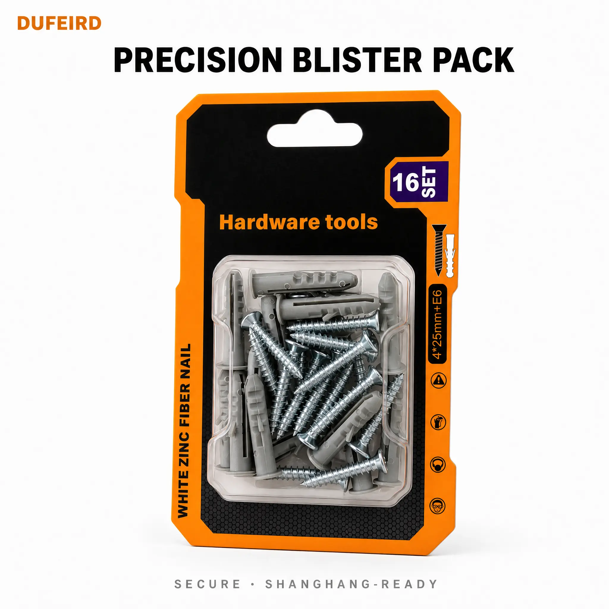 16 Set Wall Hardware Kit, Plastic Tube & Steel Screw Set, Stable Wall Mount Fastener, Strong Grip for Brick, Concrete and Masonry Solid Wall
