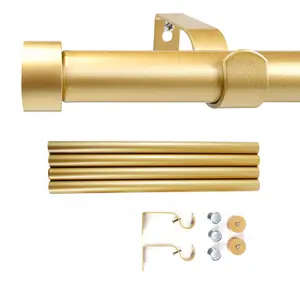 Modular Heavy-Duty Metal Curtain Rod 1-Inch Adjustable for 48-144 Inch Windows Modern End Cap Design Easy Install Living Room Bedroom Kitchen Durable Stable