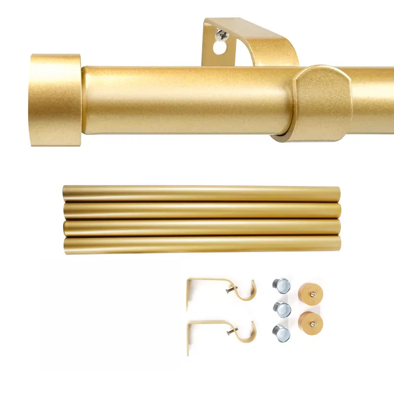 Modular Heavy-Duty Metal Curtain Rod 1-Inch Adjustable for 48-144 Inch Windows Modern End Cap Design Easy Install Living Room Bedroom Kitchen Durable Stable