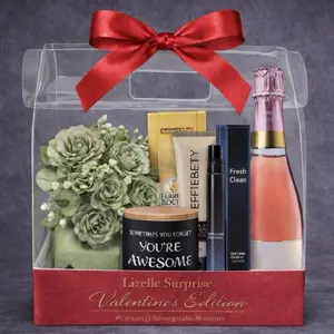 Lizelle Surprise Luxury Gift Box For Him Valentine's Edition Includes Artificial Floral Arrangement Premium Chocolate Treat Hand Cream Scented Candle & Mini Rose
