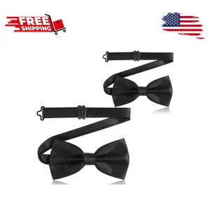 2PCS Bow Ties for Men, Adjustable Black