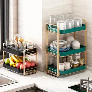 Fashion Three-Tier Square Cup Holder with Water Draining Tray-Matte Treatment, Multi-Functional Kitchen Storage Rack, Suitable for Glassware and Tea Set Storage