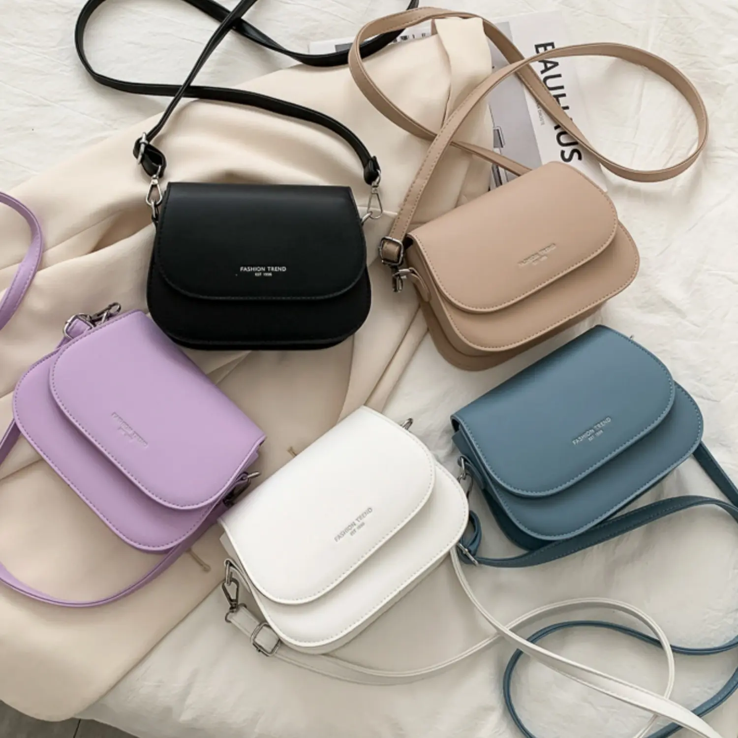Women's Saddle Crossbody Bag, Chic Solid PU Leather Shoulder Purse with Adjustable Strap for Shopping & Travel, Adjustable Crossbody Bag, Casual Crossbody