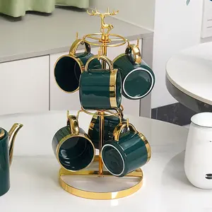1pc Creative Mug Storage Rack, Vertical Coffee Cup Holder, Household Restaurant Living Room Coffee Table Double-layer Countertop Decoration Cup Holder Rack, Aesthetic Room Decor, Home Decor, Kitchen Accessories, Bathroom Decor, Bedroom Decor