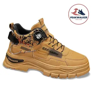 Men’s Stylish Chunky Sole Boots, White & Blue Contrast, Comfortable Low-Top Lace-Up Shoes for Casual Looks & Daily Wear