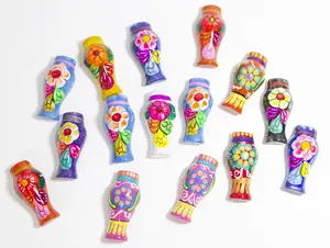 Hand Painted Ceramic Vase Magnet – Assorted Color Fridge Decor, Mini Artisan Kitchen Magnet (3 Inch, One Piece)