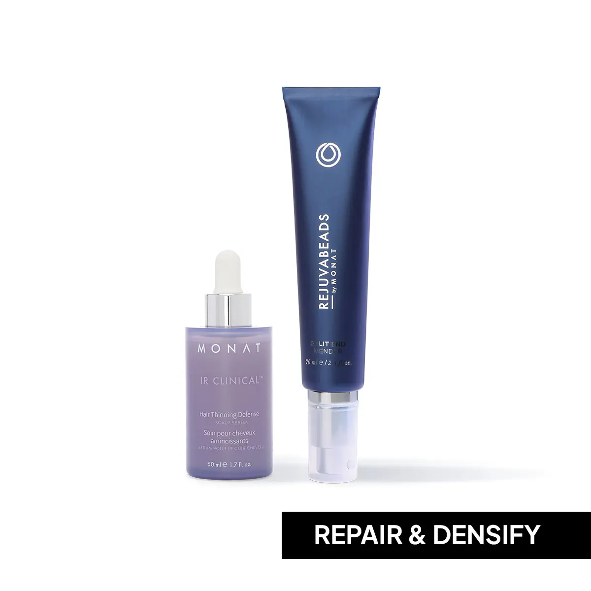 Scalp to Ends Duo – Hair Thinning Defense Serum & Split End Repair Treatment Set plus FREE Brush