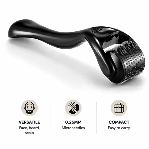 Handheld Derma Roller (1 Piece), Micro Needle Rolling Tools for Face, Beard, Body and Scalp, Men and Women's Skin Care Tool, 0.25mm Skincare Equipment