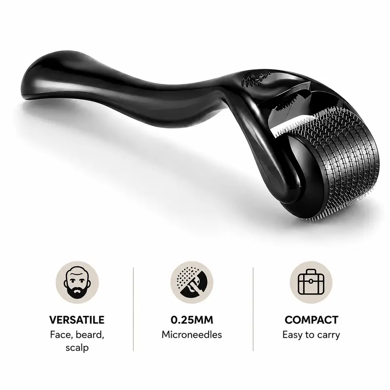 Handheld Derma Roller (1 Piece), Micro Needle Rolling Tools for Face, Beard, Body and Scalp, Men and Women's Skin Care Tool, 0.25mm Skincare Equipment