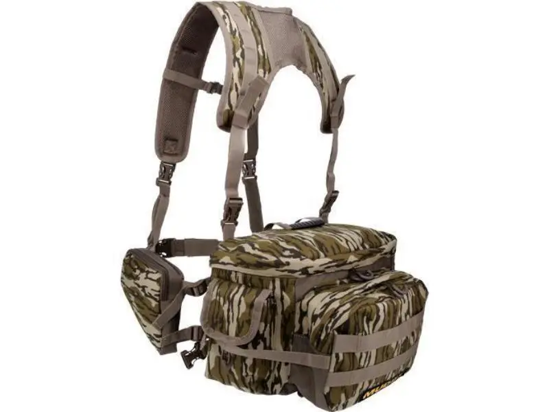 Muddy Pro Series Durable Lumbar Pack, Mossy Oak Bottomland Utility Bag with Multi-Pocket Storage Space, Lumbar Support & Removable Harness, Outdoor, Camouflage, Multi-Pockets, Durable Fabric, Long Lasting, Dependable Components