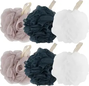 Bath Sponges Shower Loofahs 50G Mesh Balls Sponge for Body Wash Bathroom Men Women - 4 Pack Scrubber Cleaning Loofah (50G 6Pack)