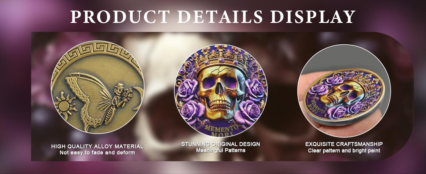Memento Mori Coin - Stoic Skull Challenge Coin, 3D Engraved Pocket Reminder Token, Unique Stoicism Philosophy Gift for Men & Women, Daily Motivational Keepsake, Collectible Coin