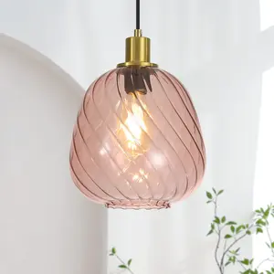 9.45in Pendant Light Twisted Glass(1 PACK), Soft Ambient Mood Light for Kitchen Island, Over Sink & Dining Room