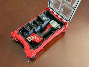 3D Printed Milwaukee Packout Insert for M12 Rivet Gun with Stem Catch and 8 Rivet Bins