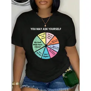 100% Cotton 80's Music Retro Lyrics You May Ask Yourself Pie Chart T-Shirt Men's Women's Soft Breathable Tee Classic Fashion Summer Tops graphic tees men crop tops summer outfits for men summer tops T-Shirt