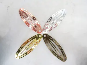 Antique style rose gold, silver, or bronze filigree snap hair clip clamp barrette